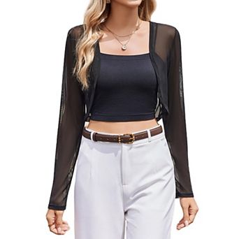 Avidlove Women Sheer Shrugs Long Sleeve Cropped Cardigan Open Front Bolero Shrug for Evening Dressy