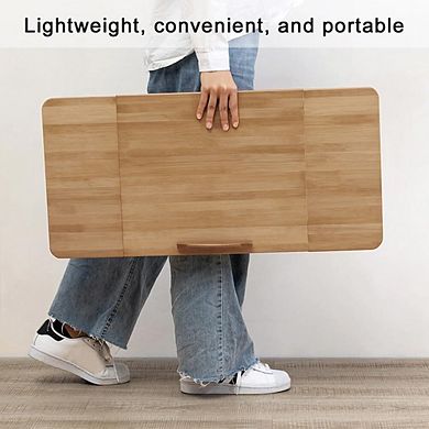 Bamboo Laptop Desk for Bed Couch,Small Adjustable Laptop Desk, Foldable Bed Table