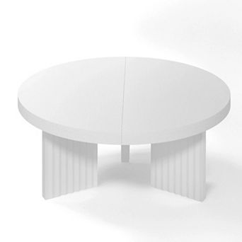 33.5" Round Coffee Table with Fluted Legs & 1.3" Thick Top for Living Room