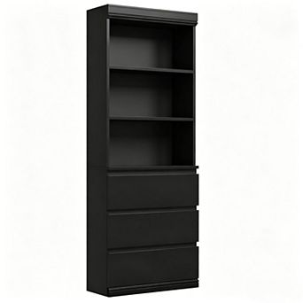 70" H Bookcase with 3 Storage Drawers,Tall Bookshelf w/ 3 tier Open Shelf