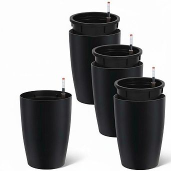16-inch Self-Watering Tall Planter Set (4 pieces), with Drainage System and Water Level Monitor