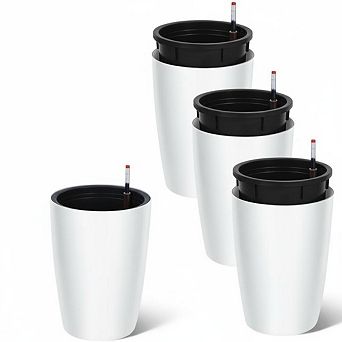 16-inch Self-Watering Tall Planter Set (4 pieces), with Drainage System and Water Level Monitor