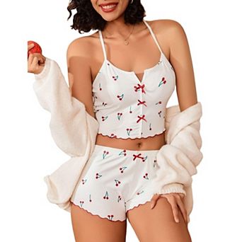Avidlove Cami Pajama Set for Women Piece PJ Sets Ribbed Lingerie Sleepwear Cute Nightwear
