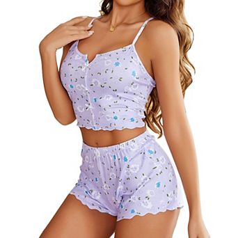 Avidlove Cami Pajama Set for Women Piece PJ Sets Ribbed Lingerie Sleepwear Cute Nightwear