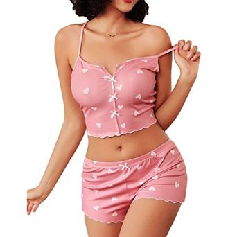 Avidlove Cami Pajama Set for Women Piece PJ Sets Ribbed Lingerie Sleepwear Cute Nightwear
