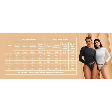Avidlove Women Double Lined Basic Fitted T Shirts Long Sleeve Crew Neck Top with Underwear