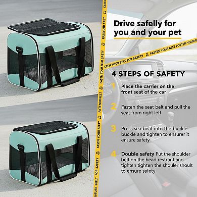 Petsfit Airline Approved Pet Carrier: Portable, Breathable, Foldable with Removable Fleece Pad