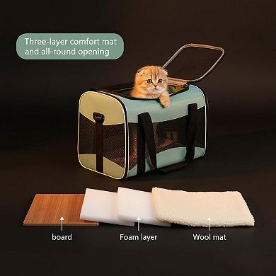 Petsfit Airline Approved Pet Carrier: Portable, Breathable, Foldable with Removable Fleece Pad