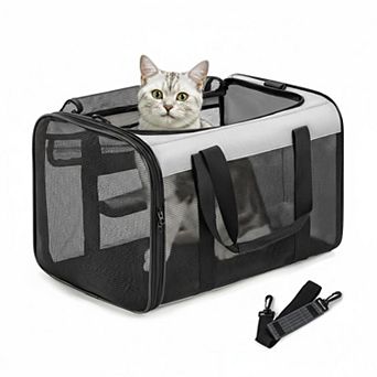 Petsfit Soft-sided Pet Carrier 4-sided Mesh Airline Approved Collapsible Cats Dogs 15lb