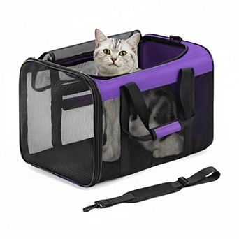 Petsfit Soft-sided Pet Carrier 4-sided Mesh Airline Approved Collapsible Cats Dogs 15lb