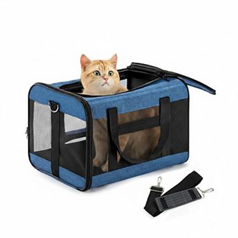 Petsfit Airline Approved Soft Sided Pet Carrier Inner Leash Collapsible for Small Med Cats