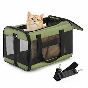 Petsfit Airline Approved Soft Sided Pet Carrier Inner Leash Collapsible for Small Med Cats
