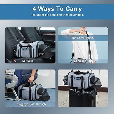 Petsfit Airline Approved Expandable Soft Pet Carrier Portable Bag Removable Fleece Pad