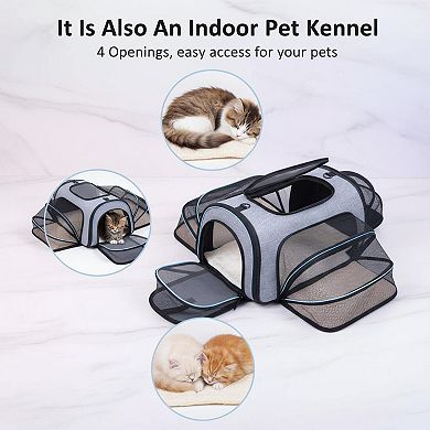Petsfit Airline Approved Expandable Soft Pet Carrier Portable Bag Removable Fleece Pad
