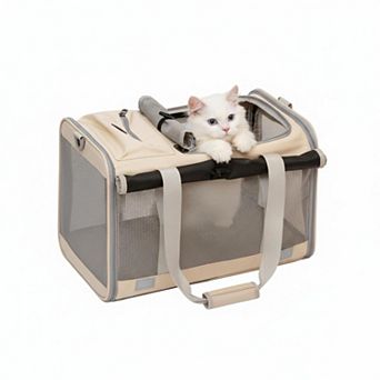 Petsfit Pet Carrier Bag for Cats Small Dogs Airline Approved Foldable Mesh Windows