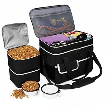 Petsfit Dog Travel Backpack 5 pc Set w/ Shoulder Strap 2 Food Containers 4 Foldable Kit