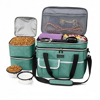 Petsfit Dog Travel Backpack 5 pc Set w/ Shoulder Strap 2 Food Containers 4 Foldable Kit