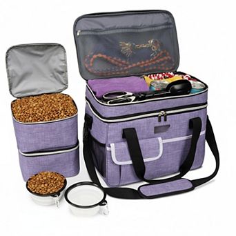 Petsfit Dog Travel Backpack 5 pc Set w/ Shoulder Strap 2 Food Containers 4 Foldable Kit