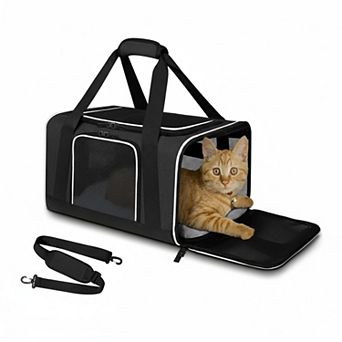 Petsfit Airline Approved Soft Pet Carrier for Small Cats Dogs 1-10 Lbs Safety Lock 5 Side
