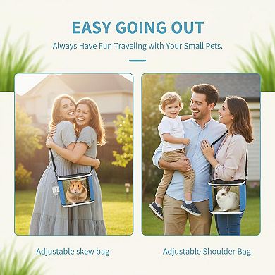 Petsfit Small Animal Carrier Backpack Water Bottle Breathable Clear Window Foldable