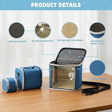 Petsfit Small Animal Carrier Backpack Water Bottle Breathable Clear Window Foldable