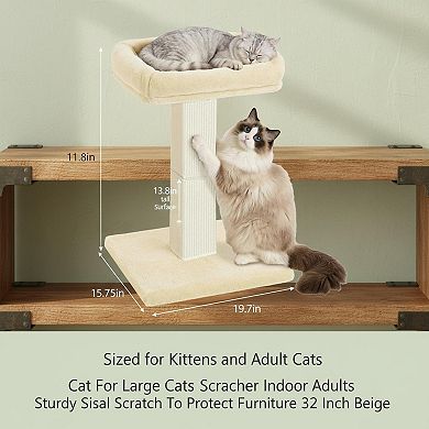 Nicate Premium Sisal Wood Cat Scratcher Large Cats Sturdy Vertical Scratching Post
