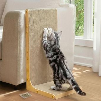 Nicate Cardboard Cat Scratcher L-shaped Vertical Horizontal Scratch Pad Durable Safe for Indoor Cats
