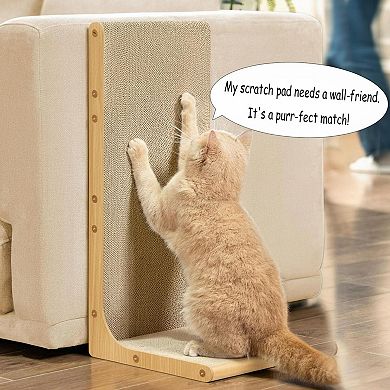Nicate Cardboard Cat Scratcher L-shaped Vertical Horizontal Scratch Pad Durable Safe for Indoor Cats