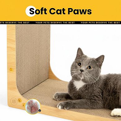 Nicate Cardboard Cat Scratcher L-shaped Vertical Horizontal Scratch Pad Durable Safe for Indoor Cats