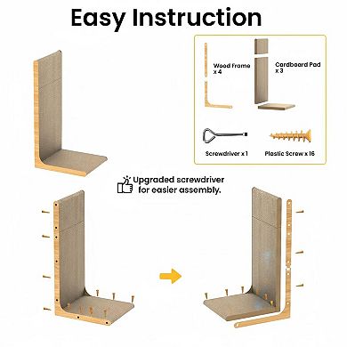 Nicate Cardboard Cat Scratcher L-shaped Vertical Horizontal Scratch Pad Durable Safe for Indoor Cats