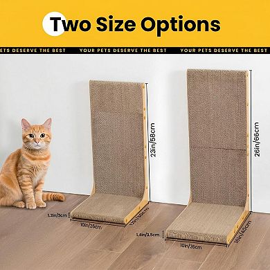 Nicate Cardboard Cat Scratcher L-shaped Vertical Horizontal Scratch Pad Durable Safe for Indoor Cats