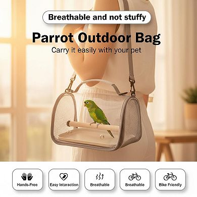 Petsfit Portable Bird Travel Backpack Hands Free Clear View Breathable Mesh Easy Clean