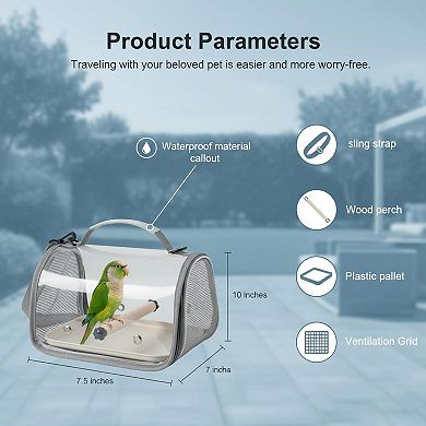 Petsfit Portable Bird Travel Backpack Hands Free Clear View Breathable Mesh Easy Clean