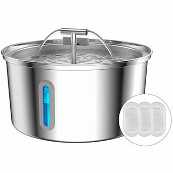 Petsfit Stainless Steel Cat Water Fountain Quiet Pump Visible Level Durable Easy Clean Multi-Pet