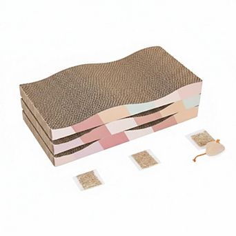 Nicate Cat Board Scratcher Reversible Corrugated With Catnip Curved Wave