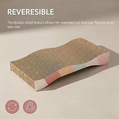Nicate Cat Board Scratcher Reversible Corrugated With Catnip Curved Wave