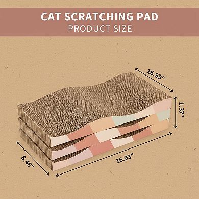 Nicate Cat Board Scratcher Reversible Corrugated With Catnip Curved Wave