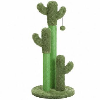 Nicate Cat Cactus Scratcher 3 Poles Interactive Dangling Ball Soft Carpet Stress Relief