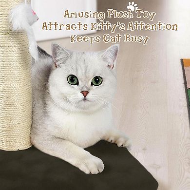 Nicate 32" 3-in-1 Sisal Cat Scratching Post: Plush Toys, Stable Base for Indoor Cats