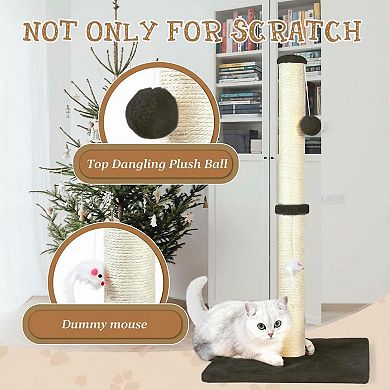 Nicate 32" 3-in-1 Sisal Cat Scratching Post: Plush Toys, Stable Base for Indoor Cats