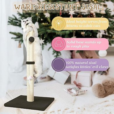 Nicate 32" 3-in-1 Sisal Cat Scratching Post: Plush Toys, Stable Base for Indoor Cats