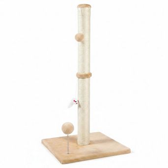 Nicate 32" 3-in-1 Sisal Cat Scratching Post: Plush Toys, Stable Base for Indoor Cats