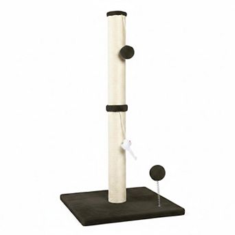 Nicate 32" 3-in-1 Sisal Cat Scratching Post: Plush Toys, Stable Base for Indoor Cats