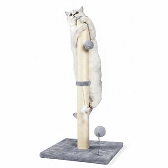 Nicate 32" 3-in-1 Sisal Cat Scratching Post: Plush Toys, Stable Base for Indoor Cats