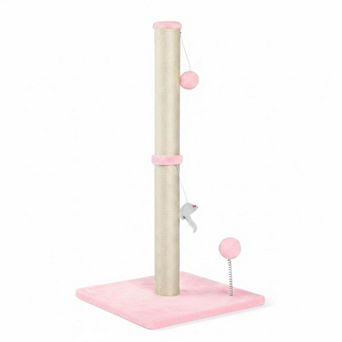 Nicate 32" 3-in-1 Sisal Cat Scratching Post: Plush Toys, Stable Base for Indoor Cats