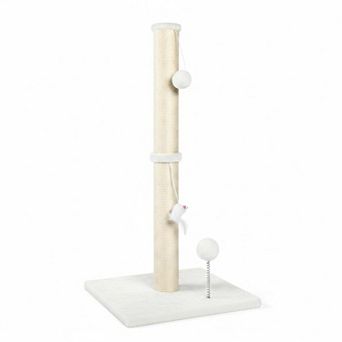 Nicate 32" 3-in-1 Sisal Cat Scratching Post: Plush Toys, Stable Base for Indoor Cats