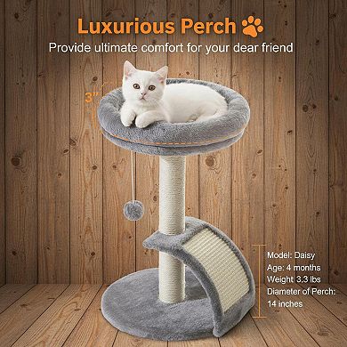 Nicate Small Cat Tree Tower Modern Indoor Sisal Scratcher Large Bed Perch Scratch Ramp Ball Play