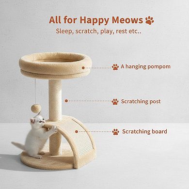 Nicate Small Cat Tree Tower Modern Indoor Sisal Scratcher Large Bed Perch Scratch Ramp Ball Play