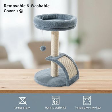 Nicate Small Cat Tree Tower Modern Indoor Sisal Scratcher Large Bed Perch Scratch Ramp Ball Play