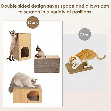 Nicate Cardboard Cat Scratcher House: Indoor Double Layer Scratch Relax Play